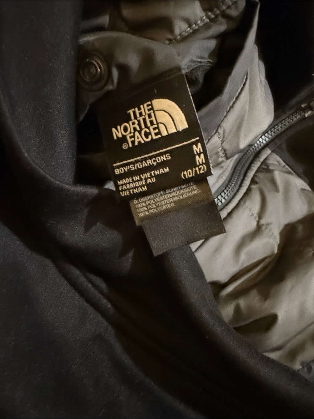 The North Face Kids Black Hooded Puffer Jacket with Red Zipper Pull - Picture 3 of 3